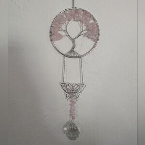 Elegant Pink and Silver Tree of Life Wall Art